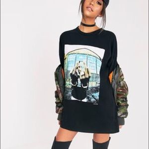 2Pac Portrait Black T-Shirt Dress